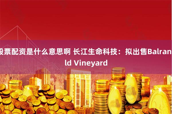股票配资是什么意思啊 长江生命科技：拟出售Balranald Vineyard